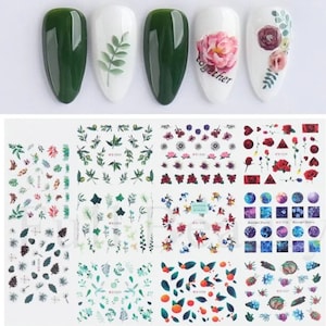 Nail Art Stickers Decals 3D Self-Adhesive Autumn Winter Flower Leaves Floral Nail Art Stickers Nail Wraps #1029-1039