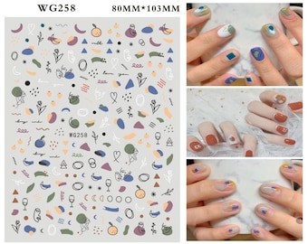 Abstract Swirl Nail Art Stickers: 3D Graffiti Self-Adhesive Decals