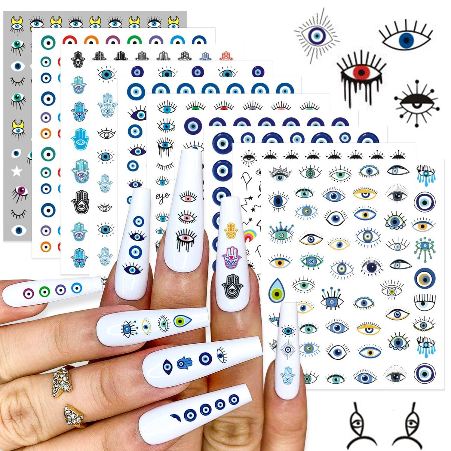 Evil Eye Nail Art Stickers: 3D Self-adhesive Nail Decals - Etsy