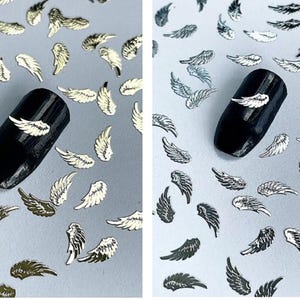 Gold/Silver Metal Angel Wings: 3D Nail Charms, DIY Manicure (10/20/50 Pcs image 1