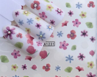 Floral Nail Art Water Decals: Spring Flower Bouquet Transfers