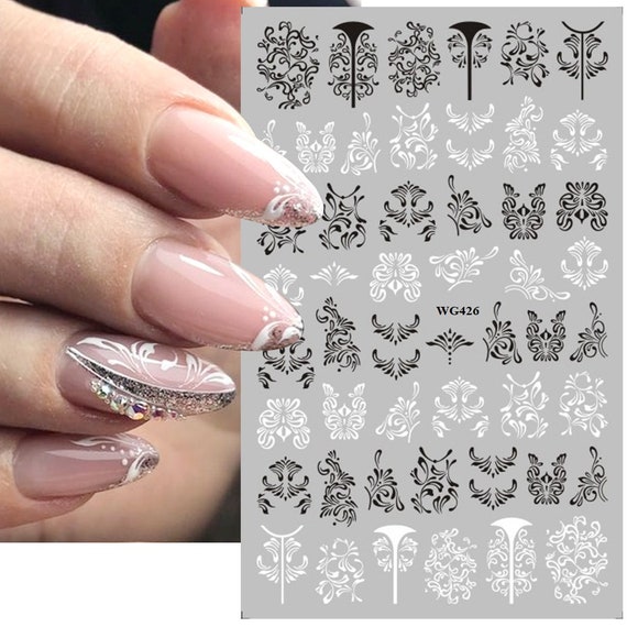 Nail Art Water Transfer Sticker Flower Butterfly Decals French Leaves  Manicure 