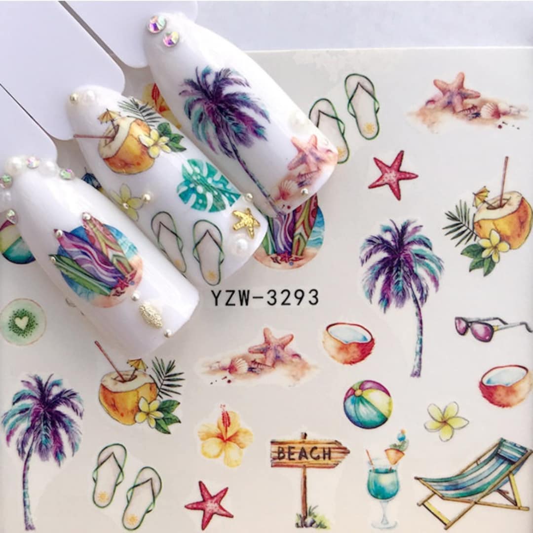 Nail Art Water Decals Nail Stickers Summer Vacation Beach - Etsy