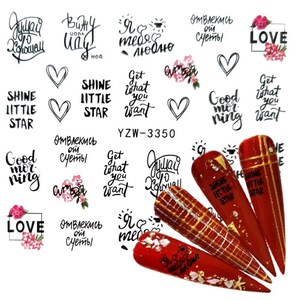 Nail Art Water Decals Nail Transfer Valentines Words Symbols Nail Designs Transfer Nail Wraps (3350)