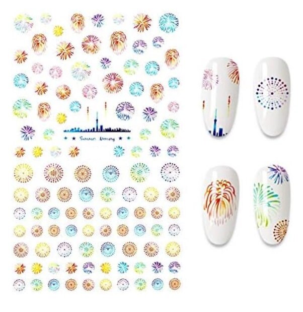 Fireworks Nail Art Decals Self-Adhesive Stickers Exotic Holiday Vacation DIY Nail Art Decal #175