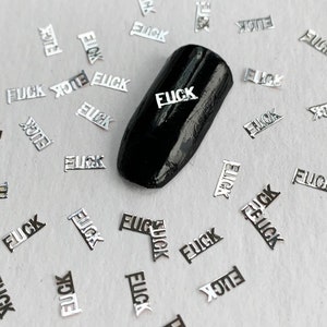 Silver Toned Metal Words FU*K Cabs Charm Resin Supplies Nail Decals 10/20/50 pcs Nail Art Charms Slice DIY Manicure Tool (#3660)