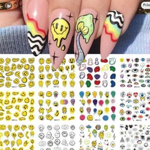 Adesivos de Nail Art com Carinha Sorridente: Decalques de Transferência de Água