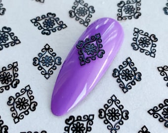 Black Floral Metal Nail Charms: Retro DIY Manicure (10/20/50 Pcs)