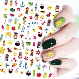 Adesivos 3D para Nail Art de Verão: Adesivos com Tema de Praia