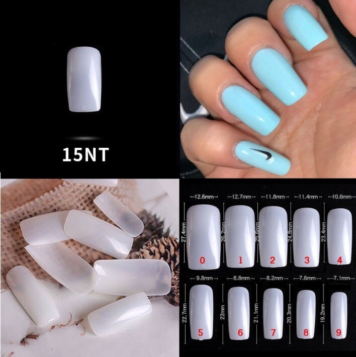 100pcs Long Square Full Cover Nail Tips High Quality Clear / Etsy