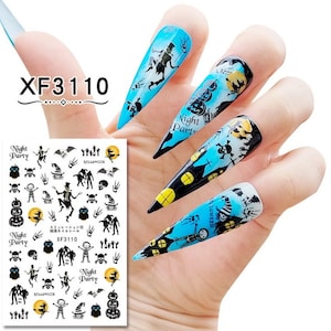 Halloween 3D Nail Stickers: Skull, Spider, Witch, Pumpkin Decals
