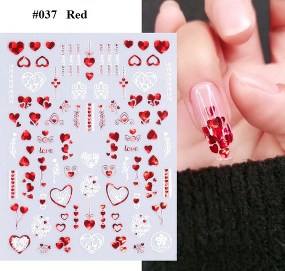  3D Heart Nail Charms Light Change Nail Design Love Nail Art  Supplies 3D Acrylic Nail Hearts Nail Art Decals White Pink Blue Heart Nail  Decorations for Women Girls DIY Resin Heart