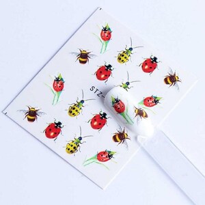 Spring Nail Art Water Decals: Bees, Beetles, Ladybugs