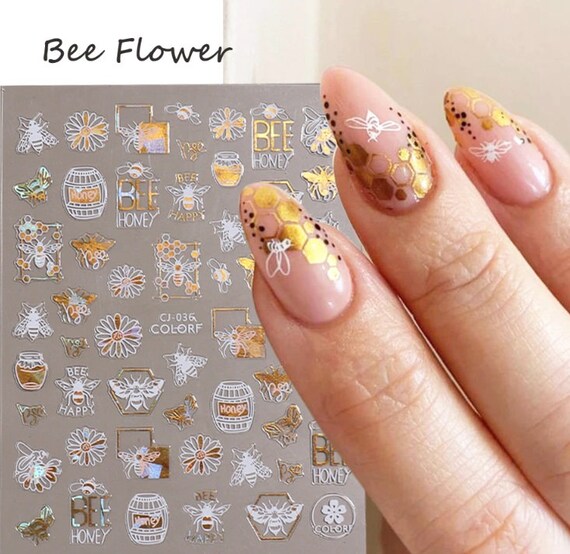 Nail Art Stickers Glitter Silver White Gold French Design Self-adhesive  Nail Art