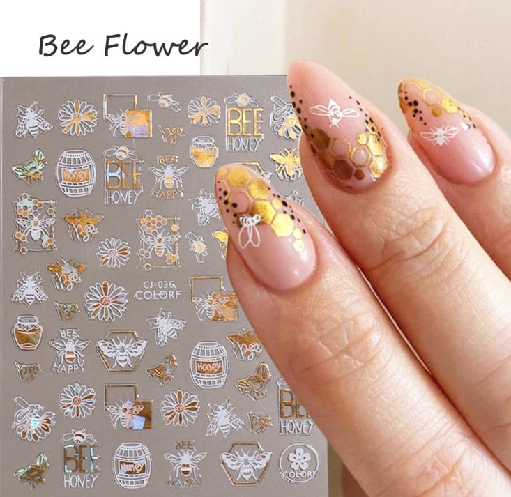 Stickers Autocollants Nail Art Motifs Fleurs Multicolores - Accessoire Ongles Neuf Made In France
