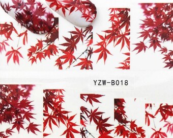Maple Leaf Nail Art Water Decals: Autumn DIY Stickers