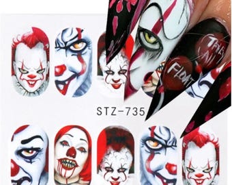 Halloween Nail Art Water Decals: Gothic Skull, Watercolor Eyeball