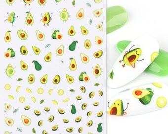 Adesivi per nail art a forma di frutta: avocado, banana, anguria