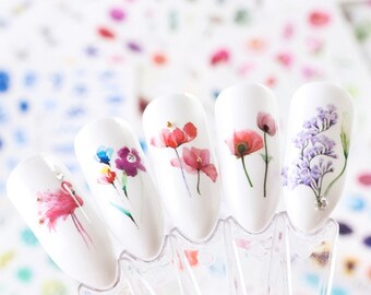 Floral Nail Art Water Decals: Flower Nail Stickers