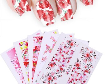 Floral Nail Art Water Decals: Spring Flower Nail Wraps