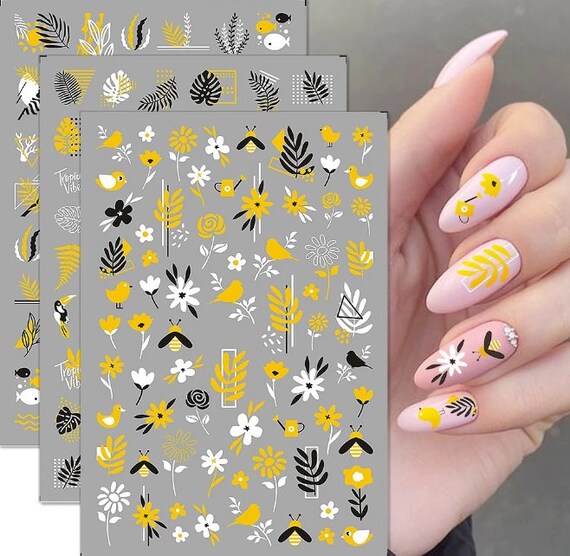 PHOGARY 60 Fogli Adesivi Unghie Decalcomania Trasferimento Dell'acqua, 3D Nail Stickers Floreali - Foto 9
