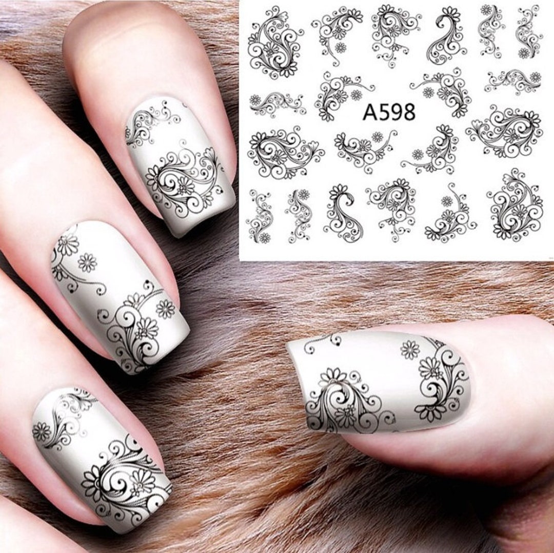 Buy Nail Art Water Decals Transfer Paisley Pattern Temporary Online in  India 