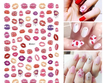 3D Kiss Nail Stickers: Valentine's Day Romantic Nail Decals