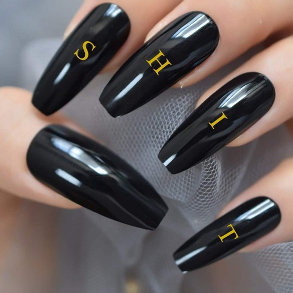 Nail Art Stickers Letter White Black Gold Nail Stickers Nails