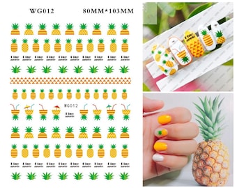 3D Pineapple Nail Art Stickers: Tropical Summer Decals