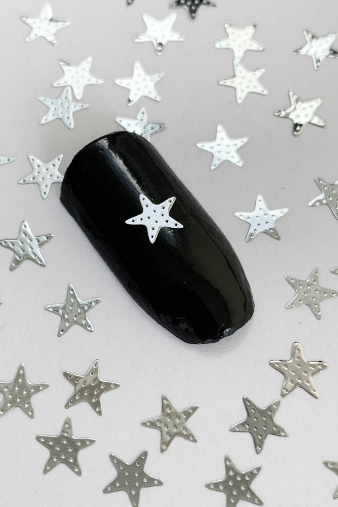 Silver Metal Sea Star Nail Decals, Starfish Nail Art Charms, Resin