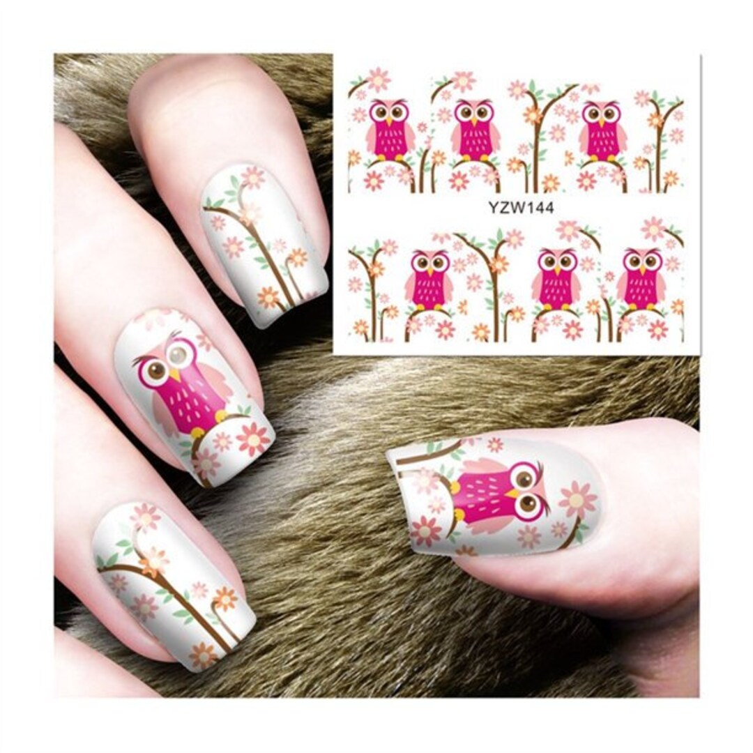 Nail Art Water Decals Transfer Owl on Tree Temporary Tattoos - Etsy