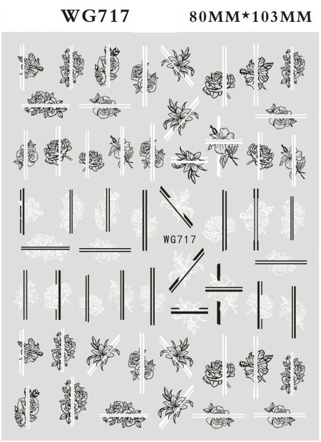 Geometry Nail Art Decals Stickers DIY Nail Decals Spring Flower Blossom