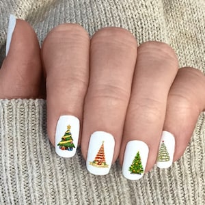 Christmas Trees Nail Stickers, Water Slide Nail Decals, Nail Tattoos Nail Art Water Decals Nail Transfer Sticker Nail Wraps