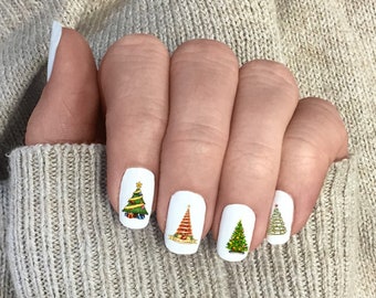 Arte de uñas con diseño de árbol de Navidad: Calcomanías al agua