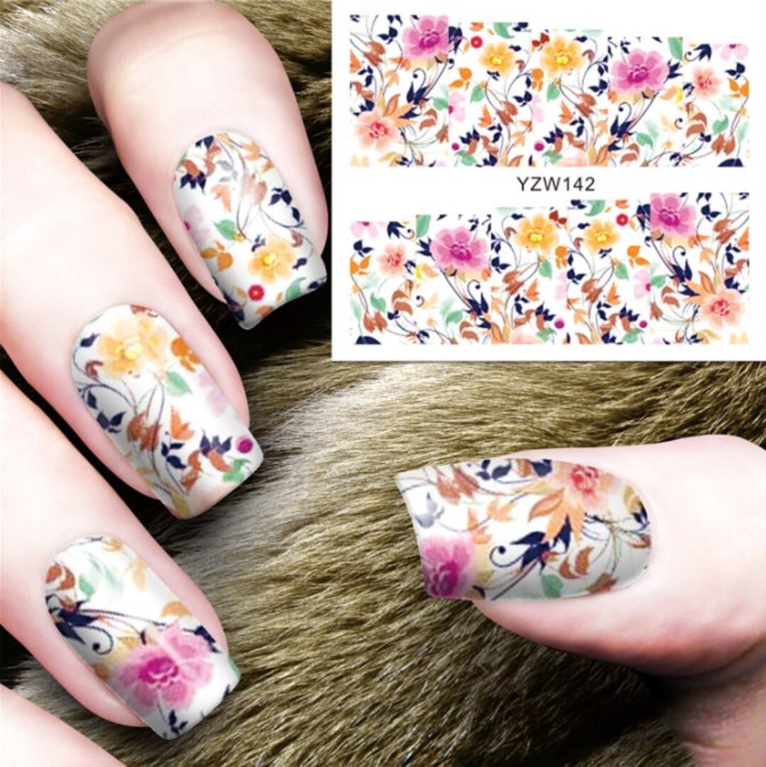 Nail Art Water Decals Transfer Blooming Flowers Temporary - Etsy