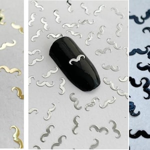 Metallic Mustache Nail Charms: Retro DIY Manicure Decals