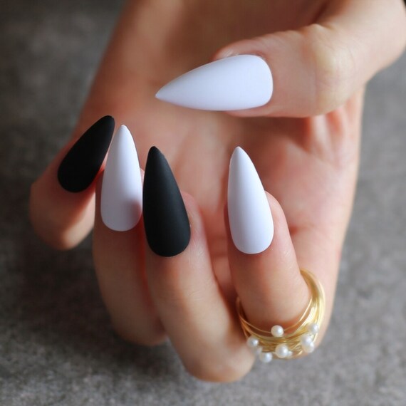 Black And White Matte Nails