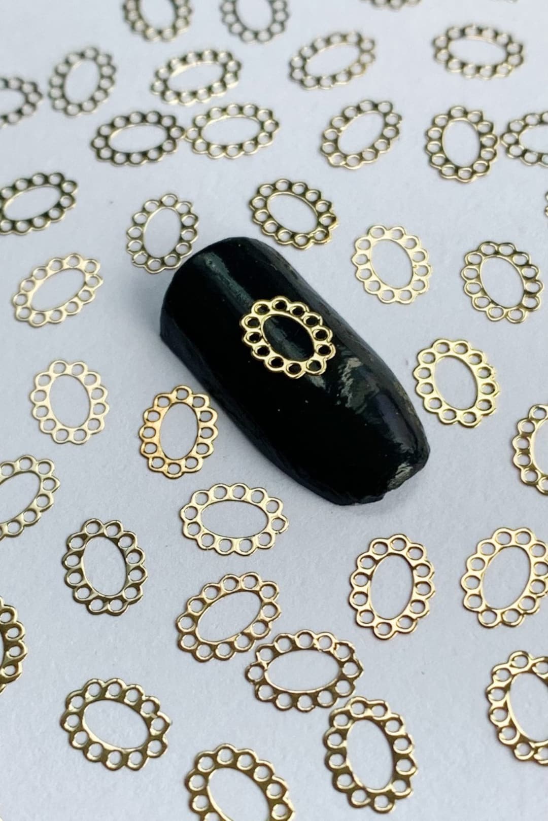 Gold Metal Floral Frames Nail Decals, Nail Art Charms, Resin Supplies