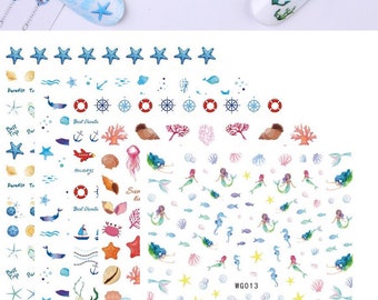 Mermaid Seashell Nail Art Decals: Summer Ocean DIY Nail Decoration