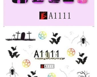 Halloween Gothic Nail Art Decals: Skulls, Cats, Spiderwebs