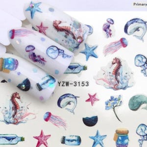 Marine Life Nail Art Water Decals: Sea Creatures, Tortoises, Octopus