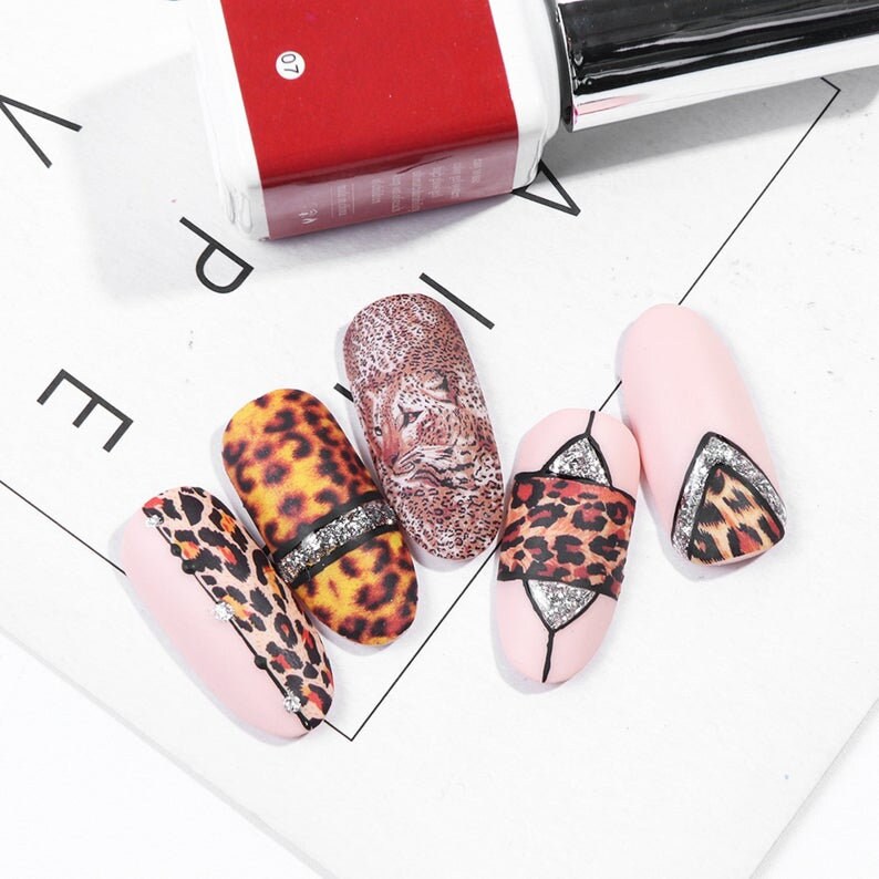 Nail Art Water Decals Stickers Transfers Leopard Print Animal - Etsy