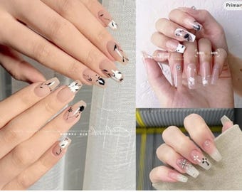 Black & White Rose Nail Art Decals: Floral Self-Adhesive Stickers
