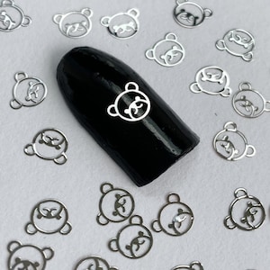 Silver Tone Hollow Bear Nail Charms: DIY Manicure Tool (10/20/50 Pcs)