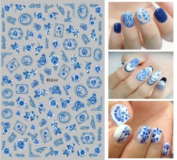 Watercolor 3D Nail Stickers Flower Leaf Slider Nail Art Decals UV Gel  Decoration