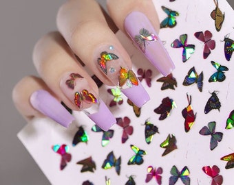 Holographic 3D Butterfly Nail Stickers: Laser Nail Art Decals