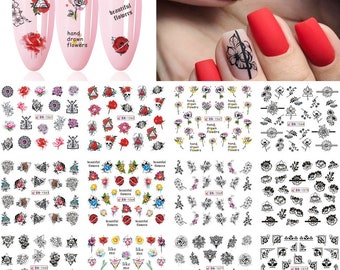 Rose Floral Nail Art Stickers: Water Transfer Decals
