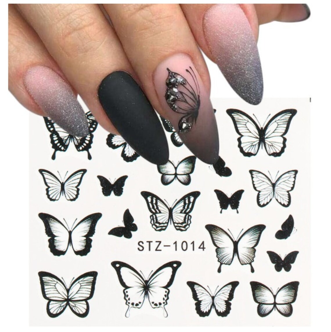 Nail Art Water Transfer Decals Nail Art Stickers Black Etsy