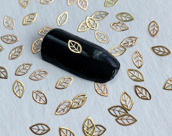 Gold Metal Leaf Nail Charms: Retro 3D Manicure Tool