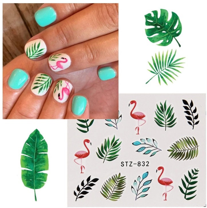 10pcs Nail Tropical Style Summer Palm Tree Design Nail Stickers